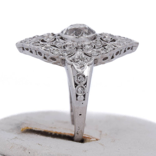 Bague 54 Bague Art nouveau - diamants en or blanc 18 carats 58 Facettes AN215 '(00829)