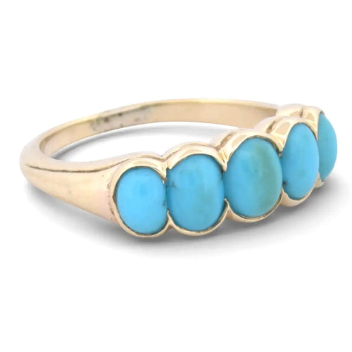 Bague 49 Bague en or jaune 18 ct avec cabochon turquoise 58 Facettes AN286 '(0949)