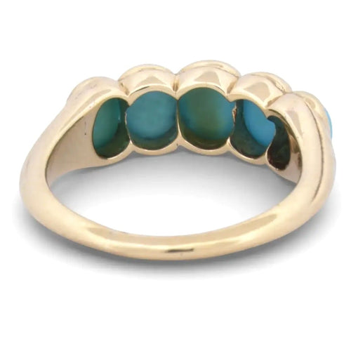 Bague 49 Bague en or jaune 18 ct avec cabochon turquoise 58 Facettes AN286 '(0949)