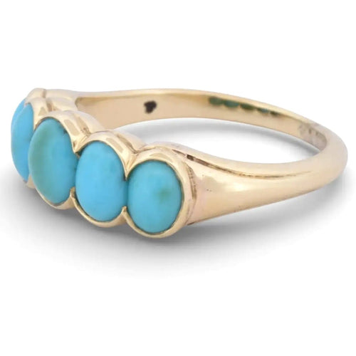 Bague 49 Bague en or jaune 18 ct avec cabochon turquoise 58 Facettes AN286 '(0949)