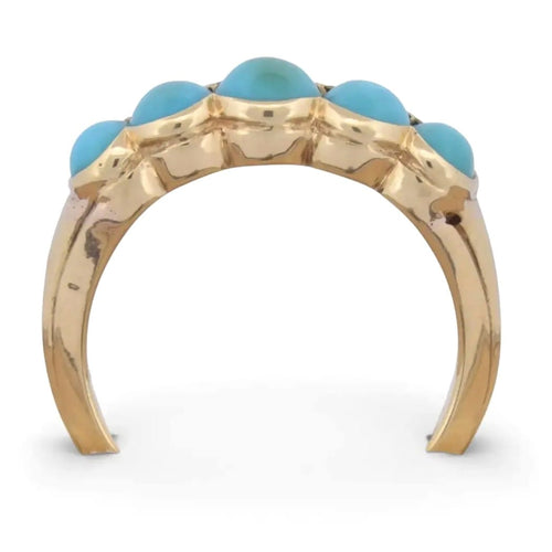 Bague 49 Bague en or jaune 18 ct avec cabochon turquoise 58 Facettes AN286 '(0949)