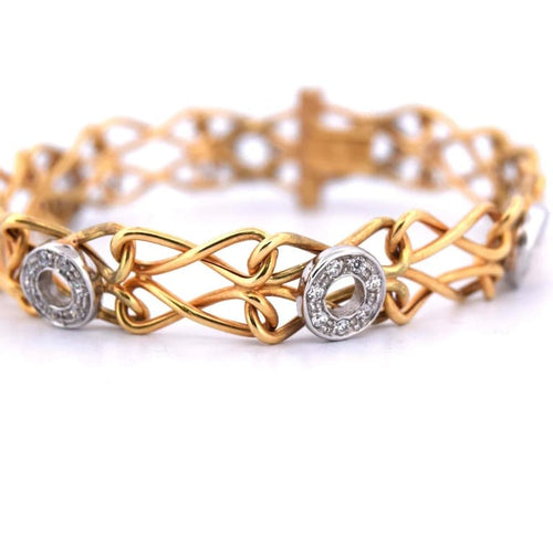 Bracelet Bracelet en or jaune et or blanc 18 carats avec diamants 58 Facettes