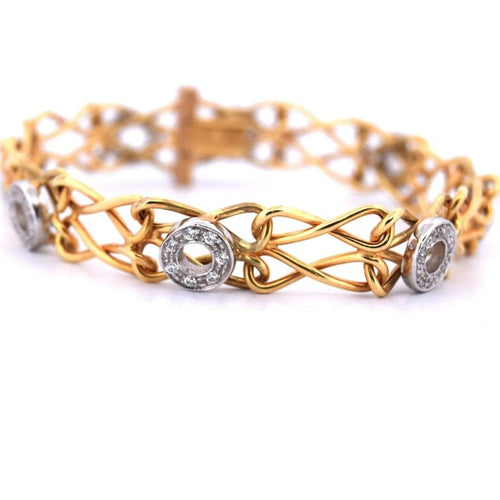 Bracelet Bracelet en or jaune et or blanc 18 carats avec diamants 58 Facettes
