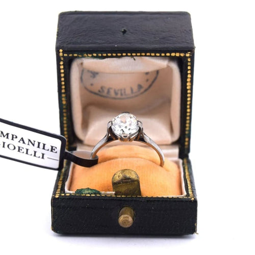 Bague 49 Bague en or jaune 18 carats avec diamant taille ancienne 58 Facettes