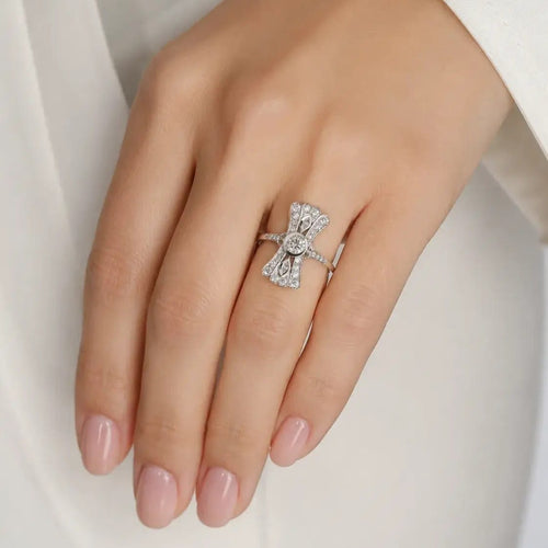 Bague 54 Bague en or blanc avec onyx et diamants 58 Facettes AN102 (00719)