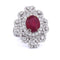 Bague Bague en or blanc 18 kt avec rubis ovale et diamants 58 Facettes AN65  (00239)