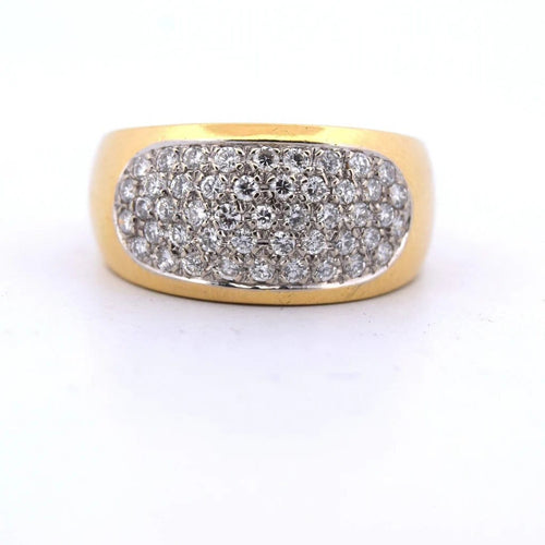Bague 61 Bague cocktail années 1950 en or jaune 18 carats et diamants 58 Facettes