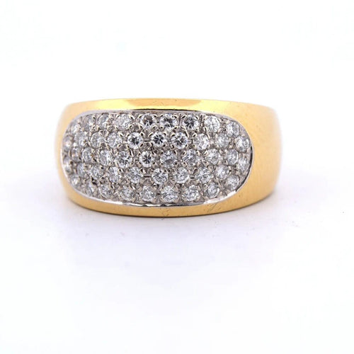 Bague 61 Bague cocktail années 1950 en or jaune 18 carats et diamants 58 Facettes