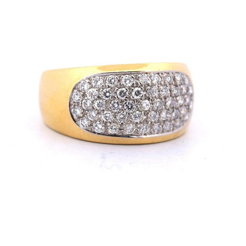 Bague 61 Bague cocktail années 1950 en or jaune 18 carats et diamants 58 Facettes