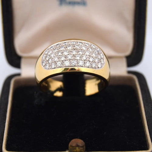 Bague 61 Bague cocktail années 1950 en or jaune 18 carats et diamants 58 Facettes