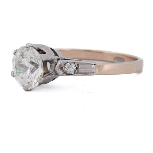 Bague 54 Bague ancienne en platine avec diamants 58 Facettes AN322 (00029)