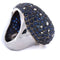 Bague 54 Bague cocktail en or blanc 18 kt, aigue-marine, saphirs et diamants 58 Facettes AN329 (00649)