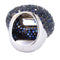 Bague 54 Bague cocktail en or blanc 18 kt, aigue-marine, saphirs et diamants 58 Facettes AN329 (00649)