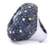 Bague 54 Bague cocktail en or blanc 18 kt, aigue-marine, saphirs et diamants 58 Facettes AN329 (00649)