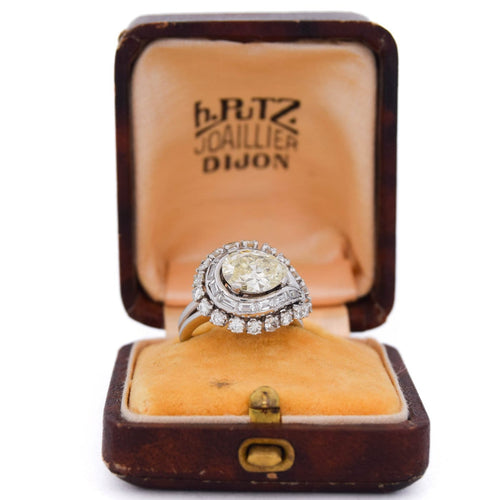 Bague 47 Bague rétro en platine avec diamants 58 Facettes AN340 '(00539)