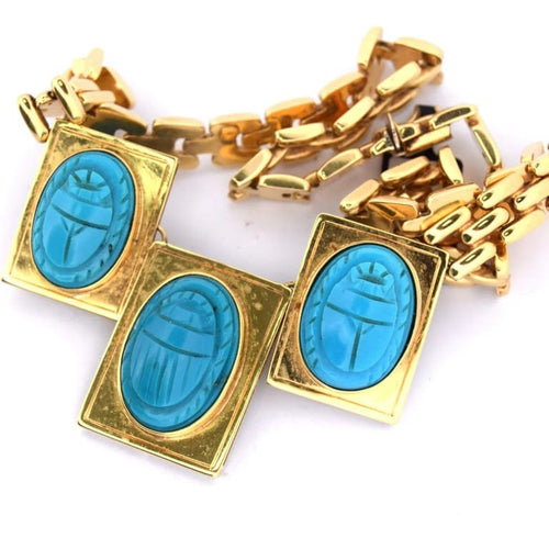 Collier Collier en or jaune 18 carats avec turquoise 58 Facettes
