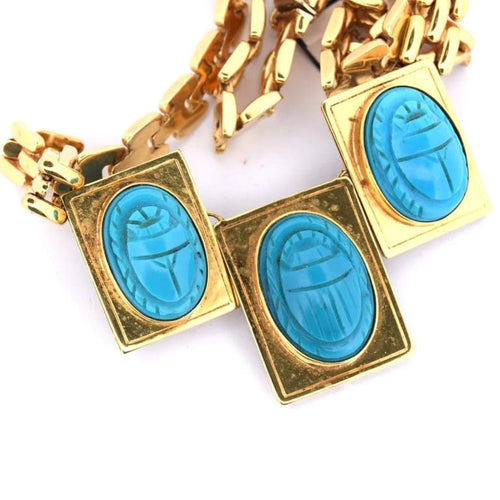 Collier Collier en or jaune 18 carats avec turquoise 58 Facettes