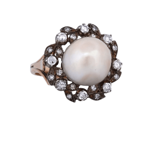 Bague 53 Bague victorienne antique en or 18 carats, perle et diamants 58 Facettes