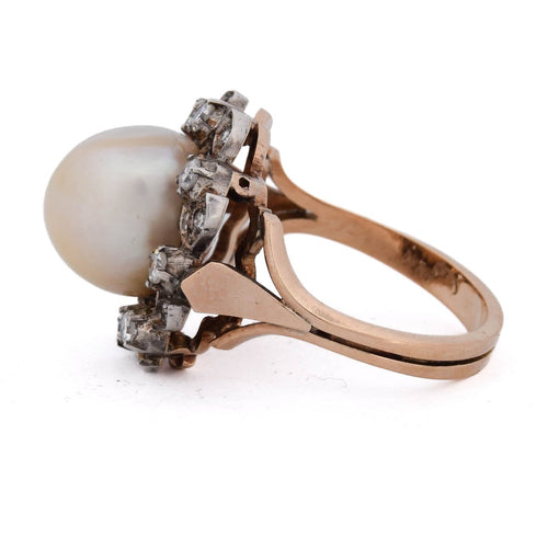 Bague 53 Bague victorienne en perle naturelle et diamants 58 Facettes AN372 _112-307 (01449)