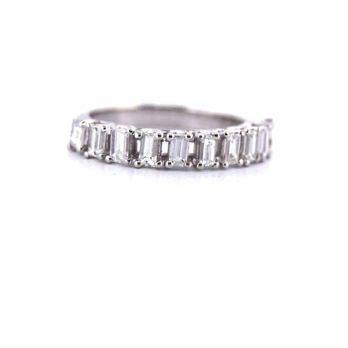 Bague 53 Bague demi-éternité vintage en or blanc 18 kt et diamants 58 Facettes AN362 (0079)