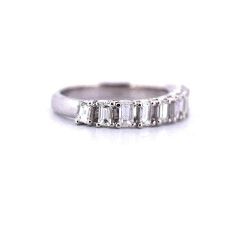 Bague 53 Bague demi-éternité vintage en or blanc 18 kt et diamants 58 Facettes AN362 (0079)
