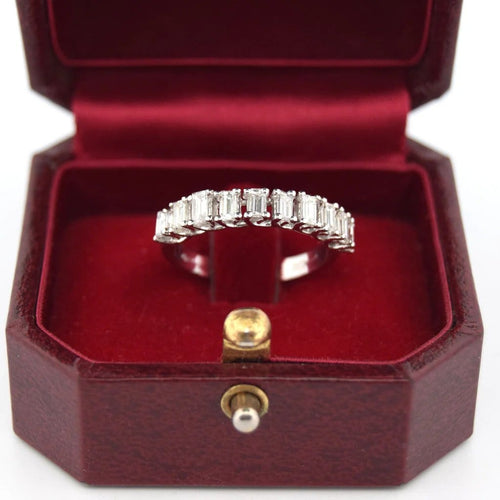 Bague 53 Bague demi-éternité vintage en or blanc 18 kt et diamants 58 Facettes AN362 (0079)
