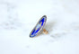 Bague 50.5 Bague navette XVIIIe siècle en or rose et argent émaillée 58 Facettes