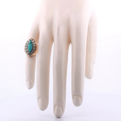 Bague 42 Bague vintage en or jaune 18 ct avec turquoise et diamants 58 Facettes AN379 '(00319)