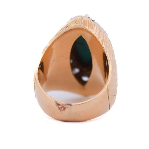 Bague 42 Bague vintage en or jaune 18 ct avec turquoise et diamants 58 Facettes AN379 '(00319)
