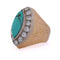 Bague 42 Bague vintage en or jaune 18 ct avec turquoise et diamants 58 Facettes AN379 '(00319)