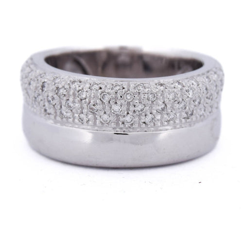 Bague 58 Bague vintage en or blanc 18 carats pavée de diamants 58 Facettes AN133 '(05919)