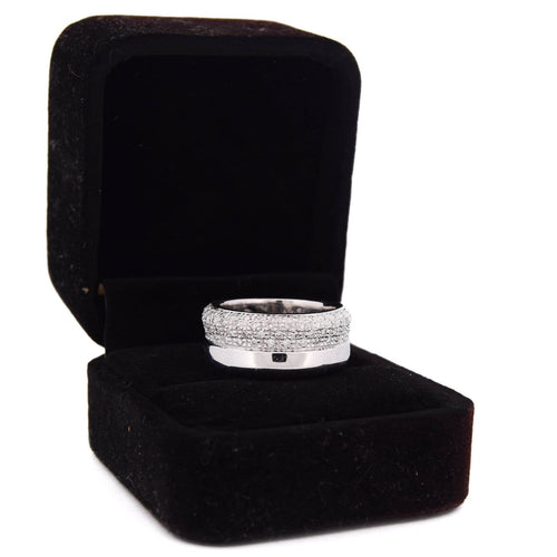 Bague 58 Bague vintage en or blanc 18 carats pavée de diamants 58 Facettes AN133 '(05919)