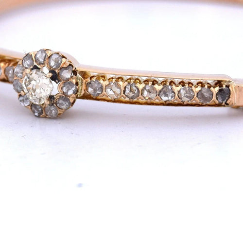 Bracelet Bracelet rigide vintage en or jaune 18 kt avec diamants 58 Facettes