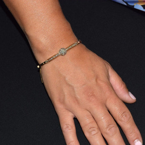 Bracelet Bracelet rigide vintage en or jaune 18 kt avec diamants 58 Facettes