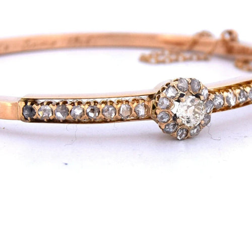 Bracelet Bracelet rigide vintage en or jaune 18 kt avec diamants 58 Facettes