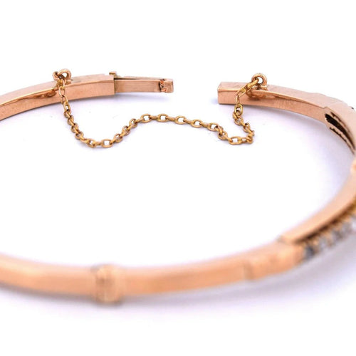 Bracelet Bracelet rigide vintage en or jaune 18 kt avec diamants 58 Facettes