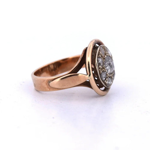 Bague ancienne en or rose avec diamants