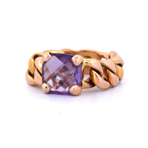 Bague 51 Bague vintage en or 18 ct avec améthyste 58 Facettes AN446 '(0079)