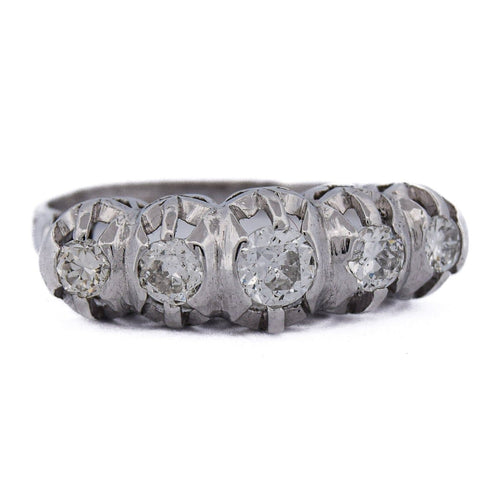 Bague 57 Bague antique en or blanc 18 kt avec diamants 58 Facettes AN265 (00019)