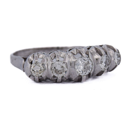 Bague 57 Bague antique en or blanc 18 kt avec diamants 58 Facettes AN265 (00019)