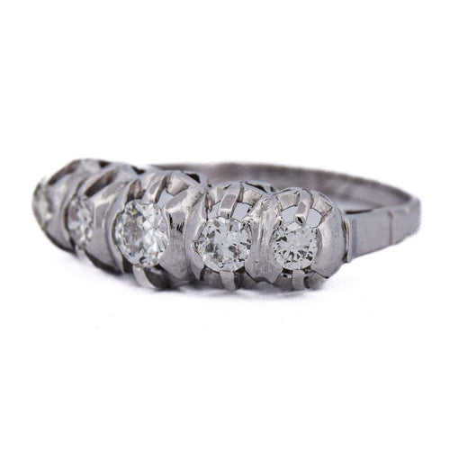 Bague 57 Bague antique en or blanc 18 kt avec diamants 58 Facettes AN265 (00019)