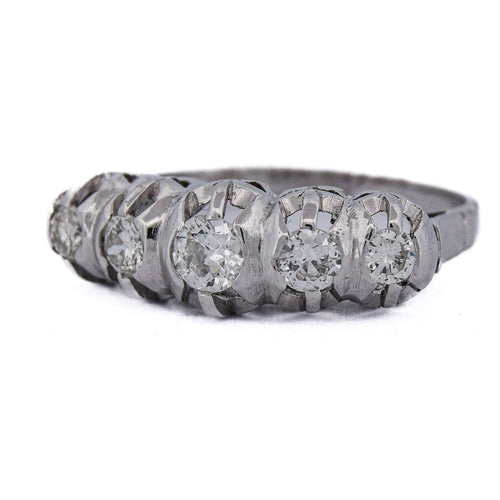 Bague 57 Bague antique en or blanc 18 kt avec diamants 58 Facettes AN265 (00019)