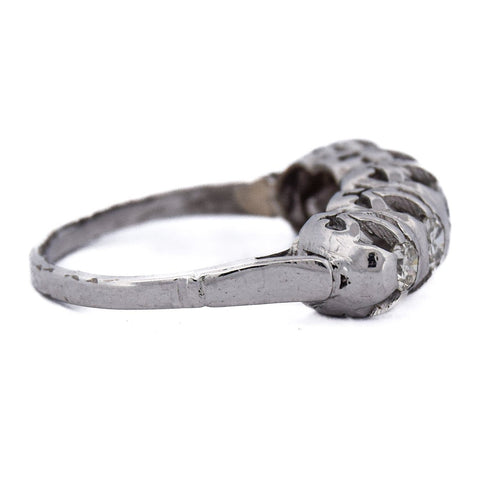 Bague 57 Bague antique en or blanc 18 kt avec diamants 58 Facettes AN265 (00019)