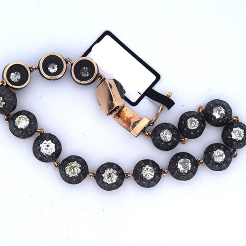Bracelet Bracelet ancien en or rose et argent avec diamants 58 Facettes