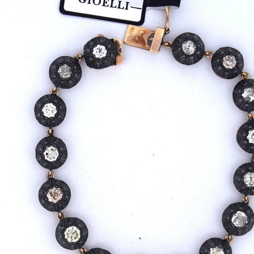 Bracelet Bracelet victorien ancien en or rose 14 ct, argent et diamants 58 Facettes