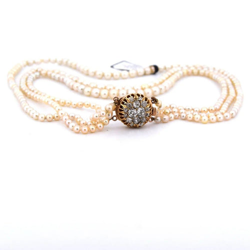 Collier Collier ancien en or jaune 18 carats avec perles et diamants 58 Facettes