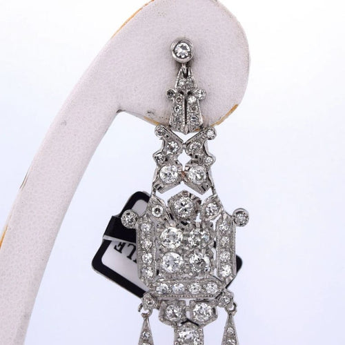 Boucles d'oreilles Art déco - Boucles d’oreilles en platine et diamants 58 Facettes