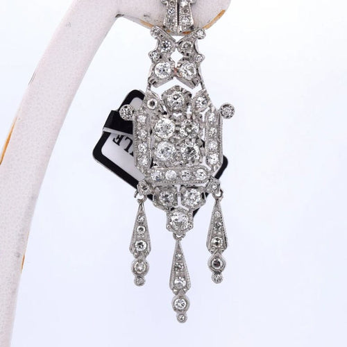 Boucles d'oreilles Art déco - Boucles d’oreilles en platine et diamants 58 Facettes