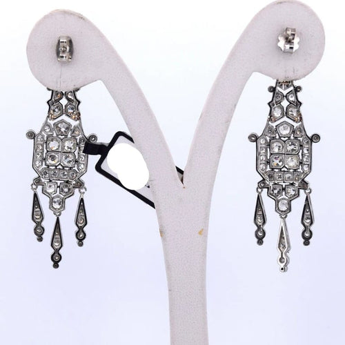 Boucles d'oreilles Art déco - Boucles d’oreilles en platine et diamants 58 Facettes