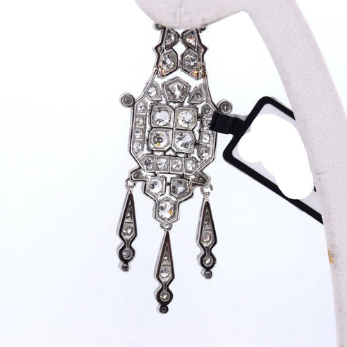 Boucles d'oreilles Art déco - Boucles d’oreilles en platine et diamants 58 Facettes